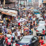 African city market streets (Balogun).Lagos, Nigeria, West Africa
